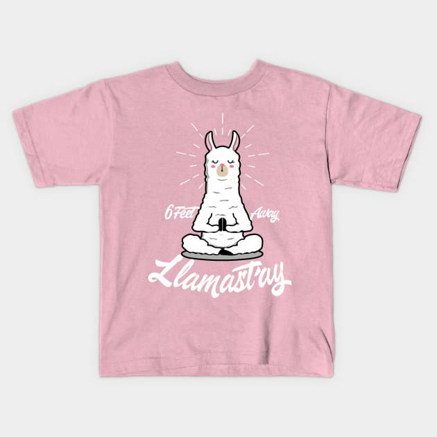 Llamastay 6 feet away Kids T-Shirt by Digifestas